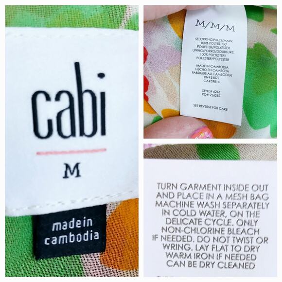 CAbi SZ M Spirit Dress Chiffon Smocked Ruffled Floral 6216 - Picture 5 of 5